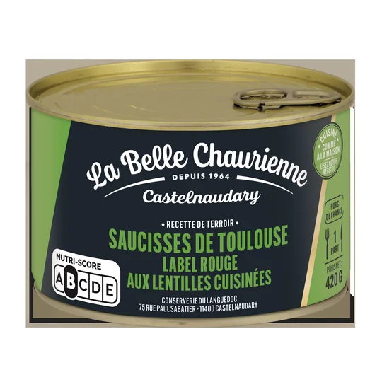 Saucisse de toulouse label rouge aux lentilles vertes du berry
