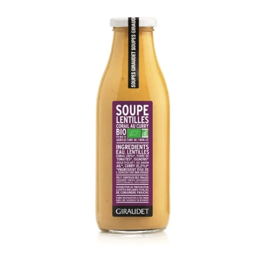 Soupe de lentille corail et curry, bio