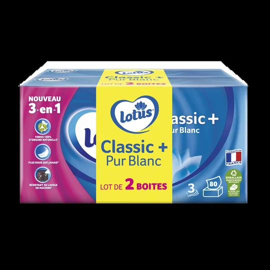 Mouchoirs Classic + pur blanc