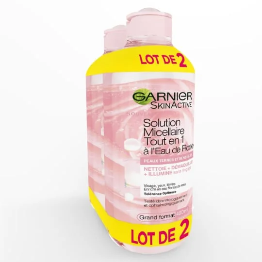 Skin Active Solution micellaire tout en 1 à l'eau de rose peaux sensibles