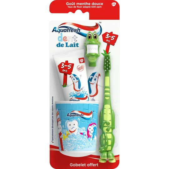 Kit dent de lait 3-5 ans - Tube+brosse+gobelet