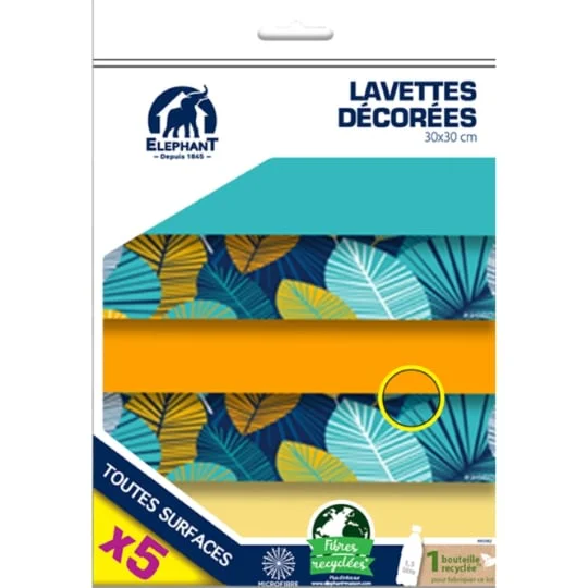 Lavette microfibre décorées x5