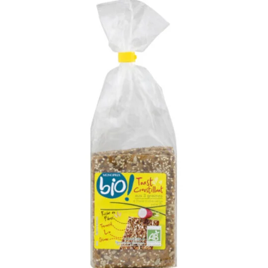 Toast croustillant aux 3 graines à l'huile d'olive vierge extra 3% Bio