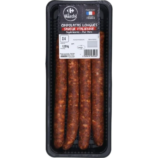 Chipolatas longues saveur italienne