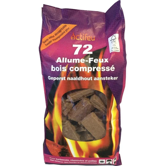 Allume feu en cubes bois x72