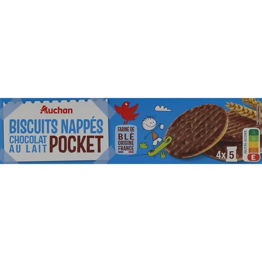 Biscuits nappés de chocolat au lait, sachets fraîcheur