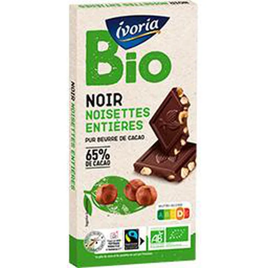 Chocolat noir noisettes entières 65% BIO