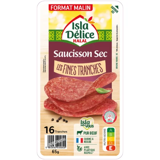 Saucisson sec les fines tranches Halal