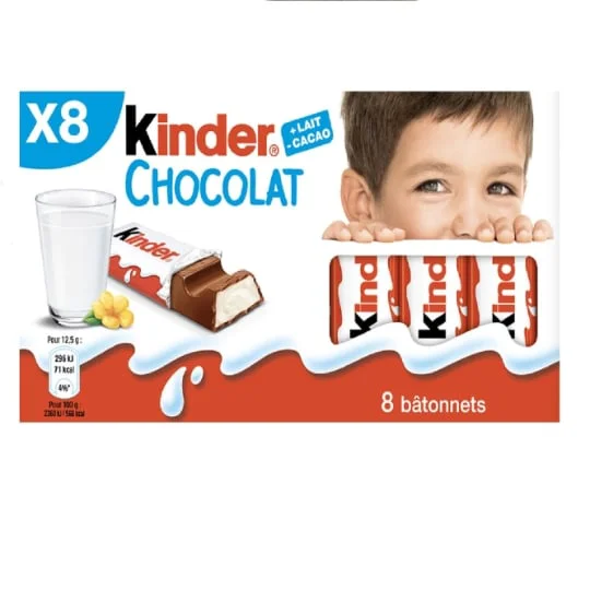 Barres chocolat au lait fourrées au lait
