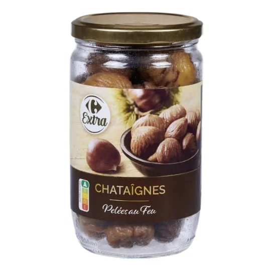 Châtaignes pelées au feu