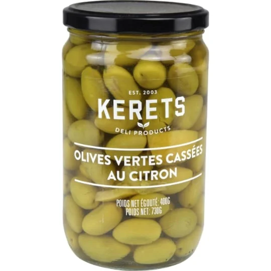 Olives vertes cassées au citron