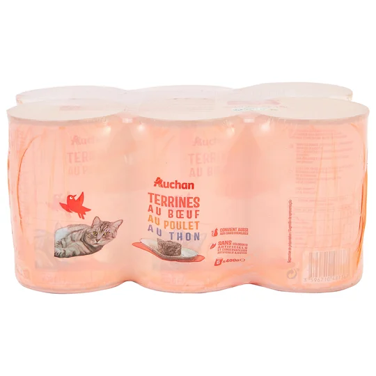 Terrine au boeuf, poulet ou thon pour chat