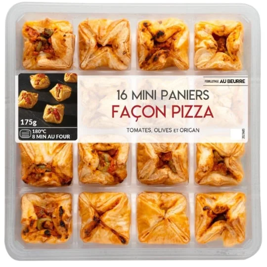 Mini paniers façon pizza tomate olives et origan