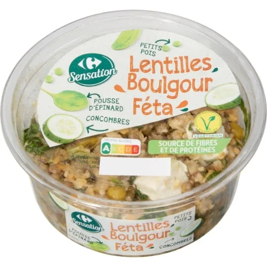 Salade lentilles boulgour feta
