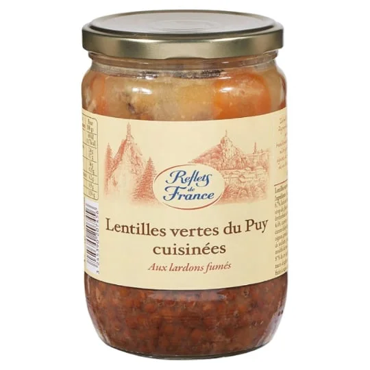 Plat cuisiné lentille lardons