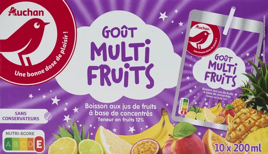 Boisson aux jus de fruits goût multifruits poches