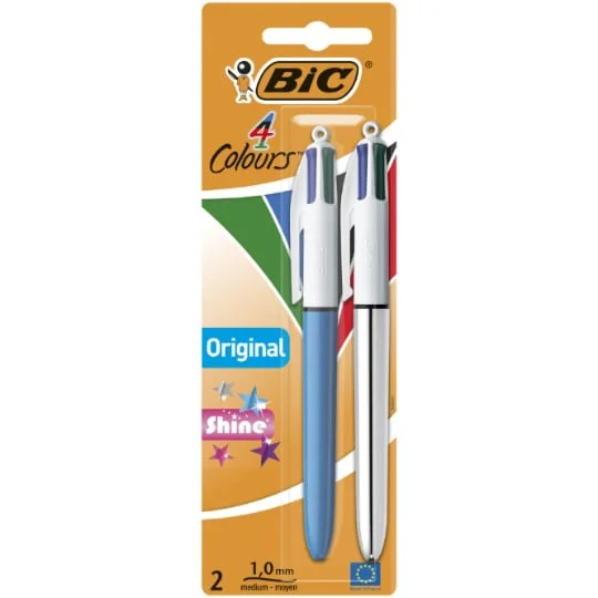 Stylo à bille 4 couleurs Shine x2