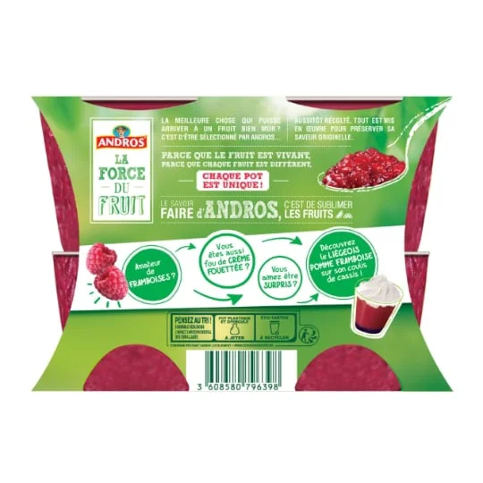 Dessert fruitier framboise morceaux