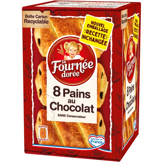 Pains au chocolat Fournée Dorée Beurre frais x8