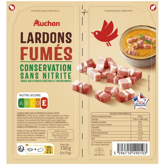Lardons fumés sans nitrite