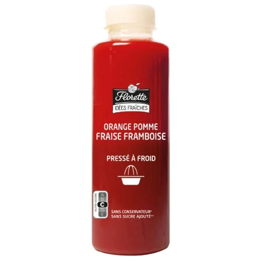 Jus de fruits orange framboise fraise
