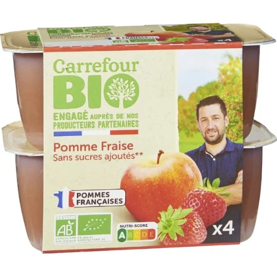Compote bio pomme fraise sans sucres ajoutés