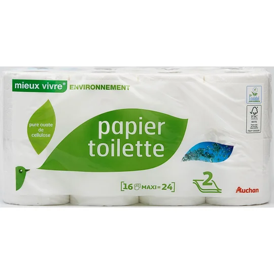 Papier toilette écologique blanc maxi 2 épaisseurs