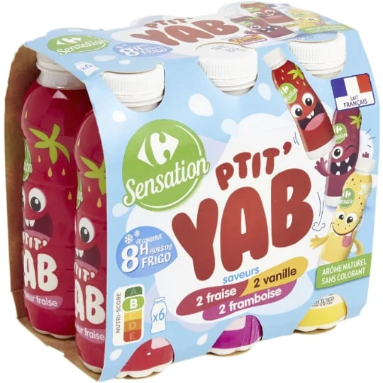 Yaourt à boire vanille fraise framboise