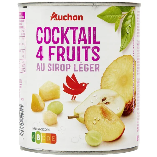 Cocktail de 4 fruits au sirop léger