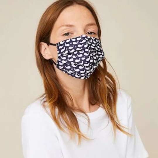 Cat 1 - Ruko Masques en Tissu Lavables Enfants Imprimé Baleines TU Lot x2