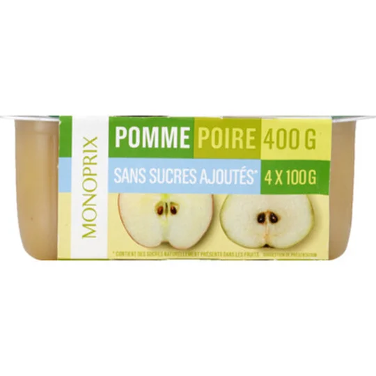 Purée de pommes et poires, sans sucres ajoutés
