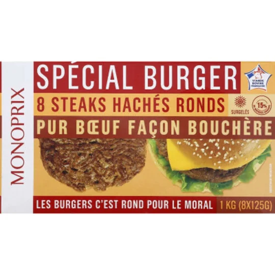 Steaks hachés spécial burgers, pure boeuf façon bouchère