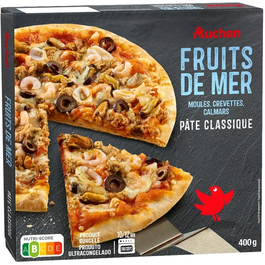 Pizza cuite sur pierre aux fruits de mer