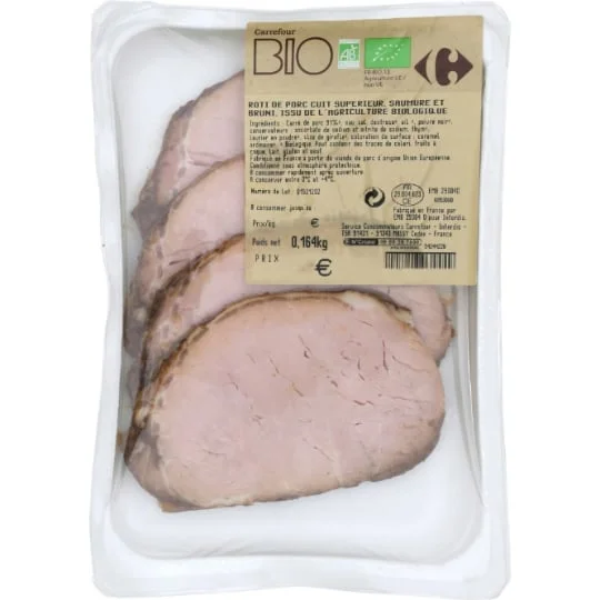 Roti de porc cuit Bio