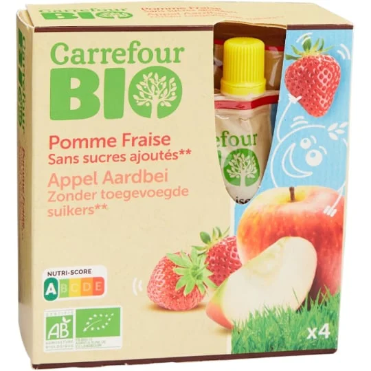 Compote bio pomme fraise s/sucres ajoutés