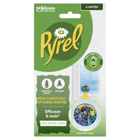 Piège Anti-Mouches Stickers Fenêtres Forme Iris Violet Sans Parfum