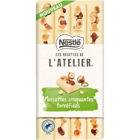 Tablette de chocolat L'Atelier Blanc noisettes