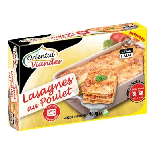 Plat cuisiné lasagnes au poulet Halal