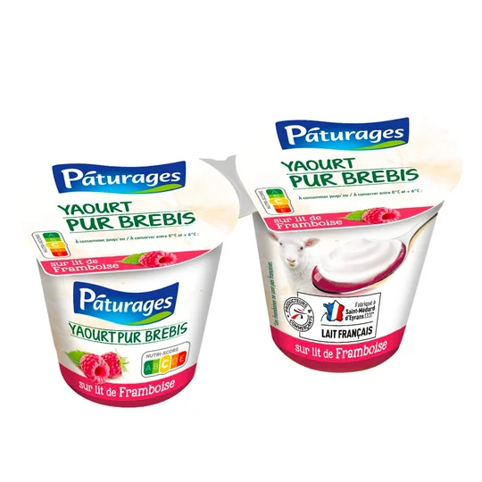 Yaourt pur brebis sur lit de framboise