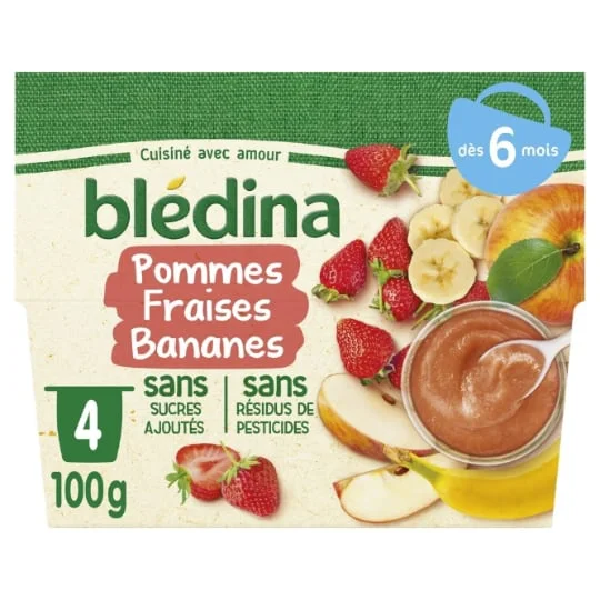 Purée de fruits bébé dès 6 mois pommes fraises bananes