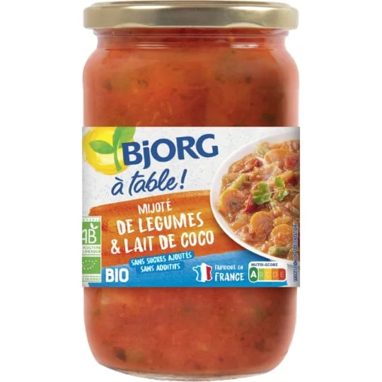 Mijoté de légumes et lait de coco bio sans sucres ajoutés en bocal