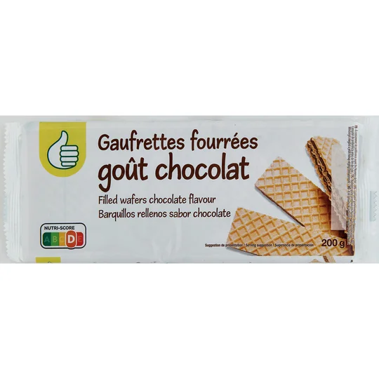 Gaufrettes fourrées goût chocolat