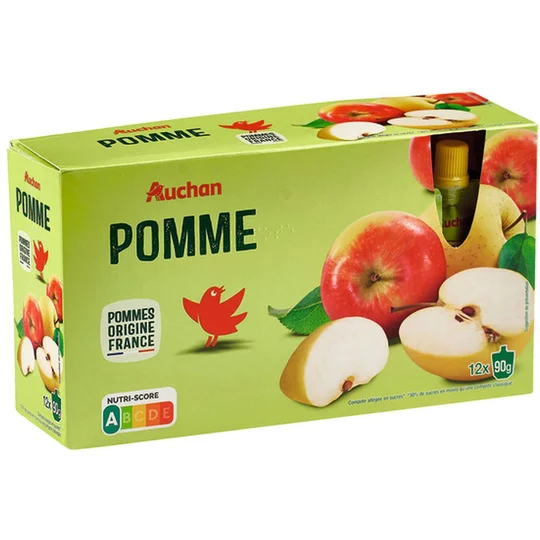 Gourdes pomme nature allégées en sucres