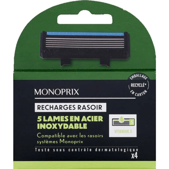 Recharges rasoir 5 lames en acier inoxidable