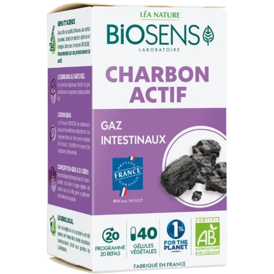 Complément alimentaire Charbon actif Bio pour gaz intestinaux