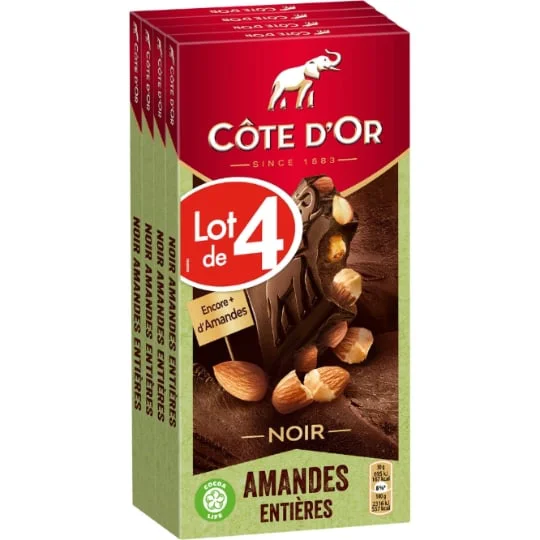 Chocolat noir amandes entières