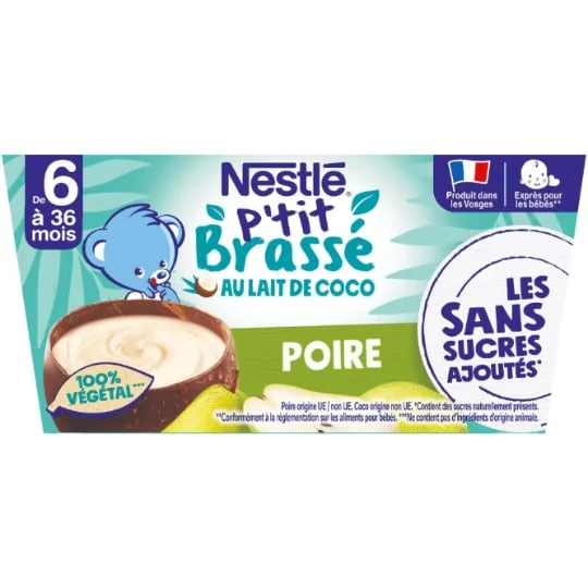 Déssert pour bébé dés 6mois,au lait de coco Poire