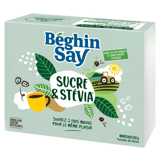 Sucre blanc en morceau aux extraits de Stévia