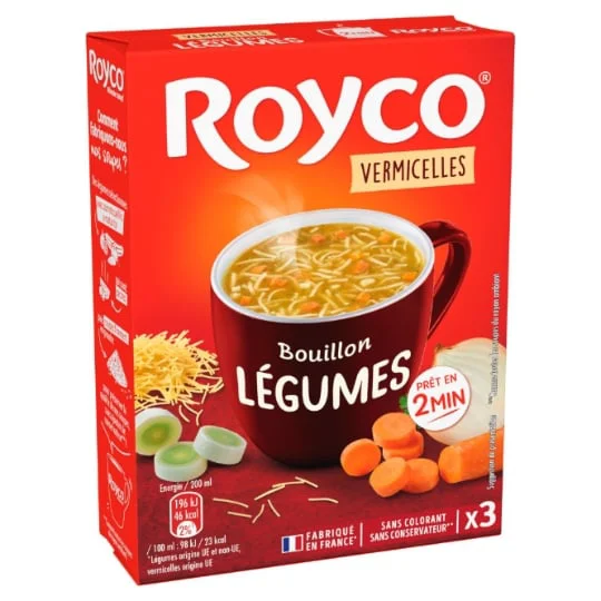 Bouillon instantané de légumes et vermicelles