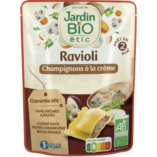 Plat cuisiné ravioli aux champignons à la crème Bio